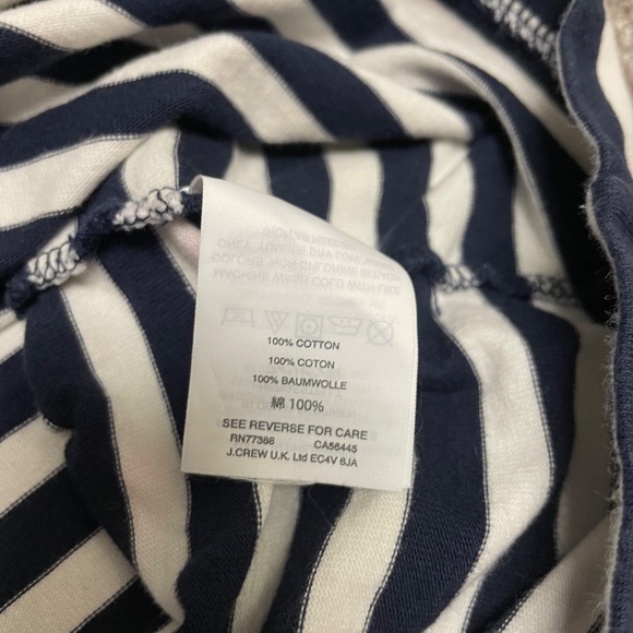 J. Crew Shirt Women’s S Navy White Striped Ruffled Sleeves 100% Cotton Classic! - Picture 6 of 10